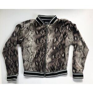 Flowers By Zoe Snakeskin-Print Bomber Jacket, Size S (7)